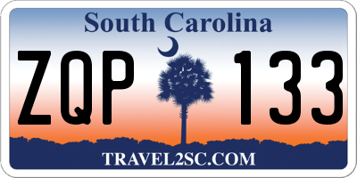 SC license plate ZQP133