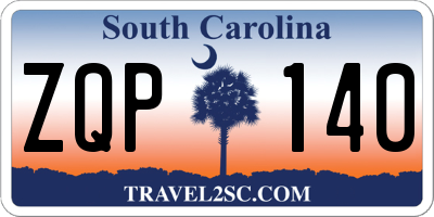 SC license plate ZQP140
