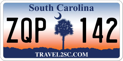 SC license plate ZQP142