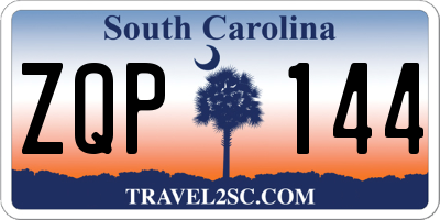 SC license plate ZQP144