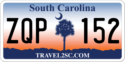 SC license plate ZQP152