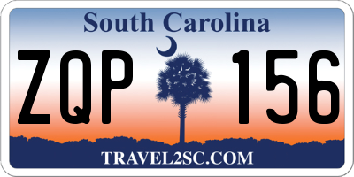 SC license plate ZQP156