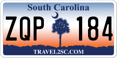 SC license plate ZQP184