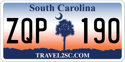 SC license plate ZQP190