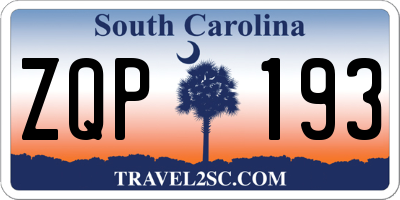 SC license plate ZQP193