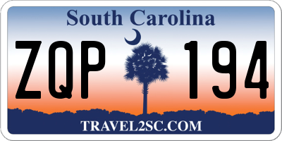 SC license plate ZQP194