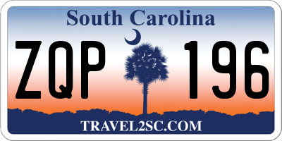 SC license plate ZQP196