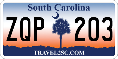 SC license plate ZQP203