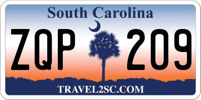 SC license plate ZQP209