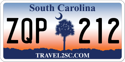 SC license plate ZQP212