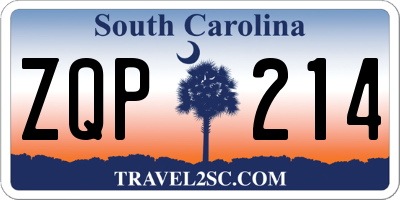 SC license plate ZQP214