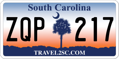 SC license plate ZQP217
