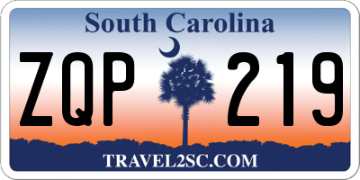 SC license plate ZQP219