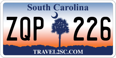 SC license plate ZQP226