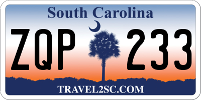 SC license plate ZQP233