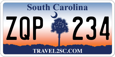 SC license plate ZQP234