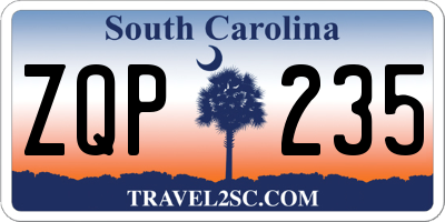 SC license plate ZQP235