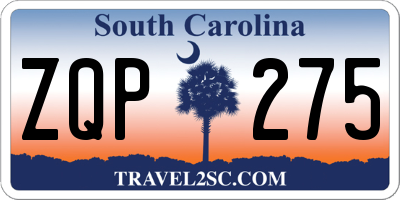 SC license plate ZQP275