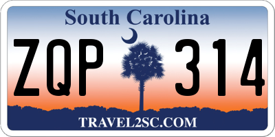 SC license plate ZQP314
