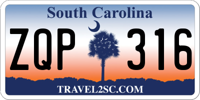 SC license plate ZQP316