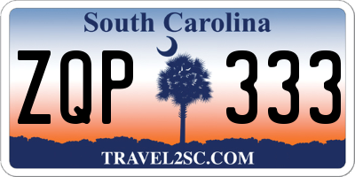 SC license plate ZQP333