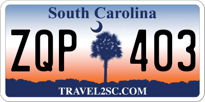 SC license plate ZQP403