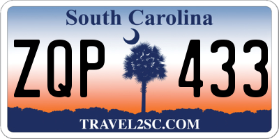SC license plate ZQP433