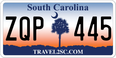 SC license plate ZQP445