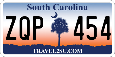 SC license plate ZQP454