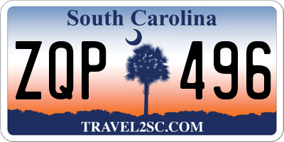 SC license plate ZQP496
