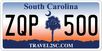 SC license plate ZQP500
