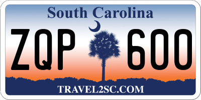 SC license plate ZQP600