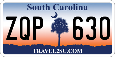 SC license plate ZQP630