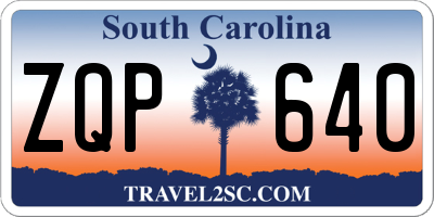 SC license plate ZQP640