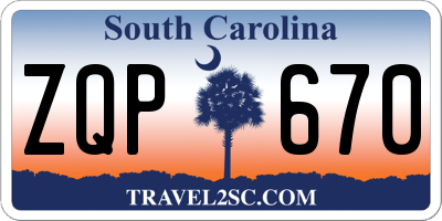 SC license plate ZQP670