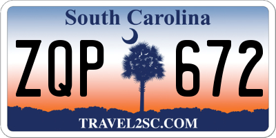 SC license plate ZQP672