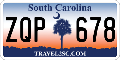 SC license plate ZQP678