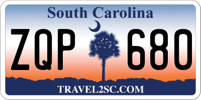 SC license plate ZQP680