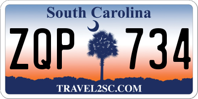 SC license plate ZQP734