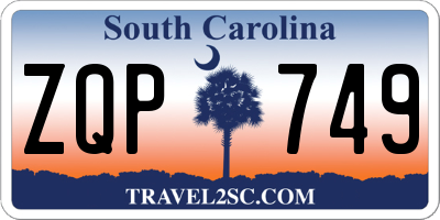 SC license plate ZQP749