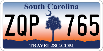 SC license plate ZQP765