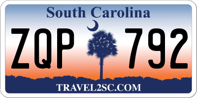 SC license plate ZQP792