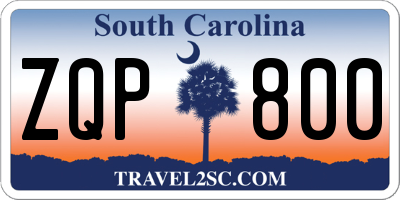 SC license plate ZQP800