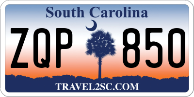 SC license plate ZQP850