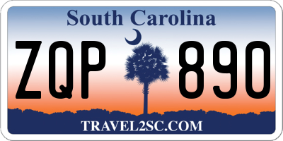 SC license plate ZQP890