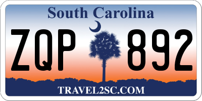 SC license plate ZQP892