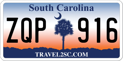 SC license plate ZQP916