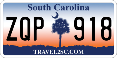 SC license plate ZQP918