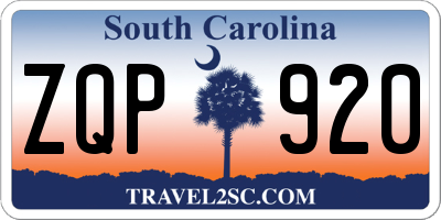 SC license plate ZQP920