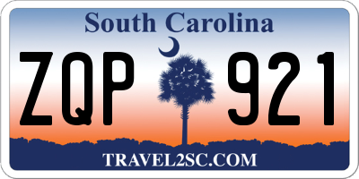 SC license plate ZQP921